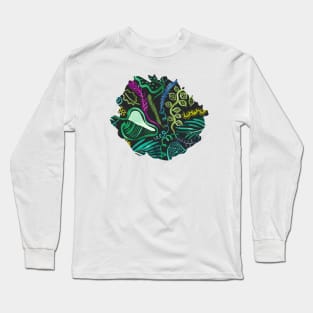 Leaf Tropical Jungle Forest Black Long Sleeve T-Shirt